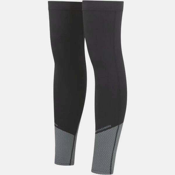 Madison Stellar Tech Isoler thermal leg warmers with water-resistant coating, designed for outdoor cold weather activities.