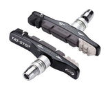 BBB BBS-14T TriStop V-Brake Pads for Shimano V-Brakes, two pairs of replacement bicycle brake pads with rubber contact surfaces.