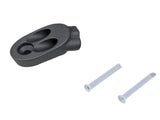 Black Trek Control Freak downtube derailleur housing stop and cable guide for 2X gear systems, bicycle component part.