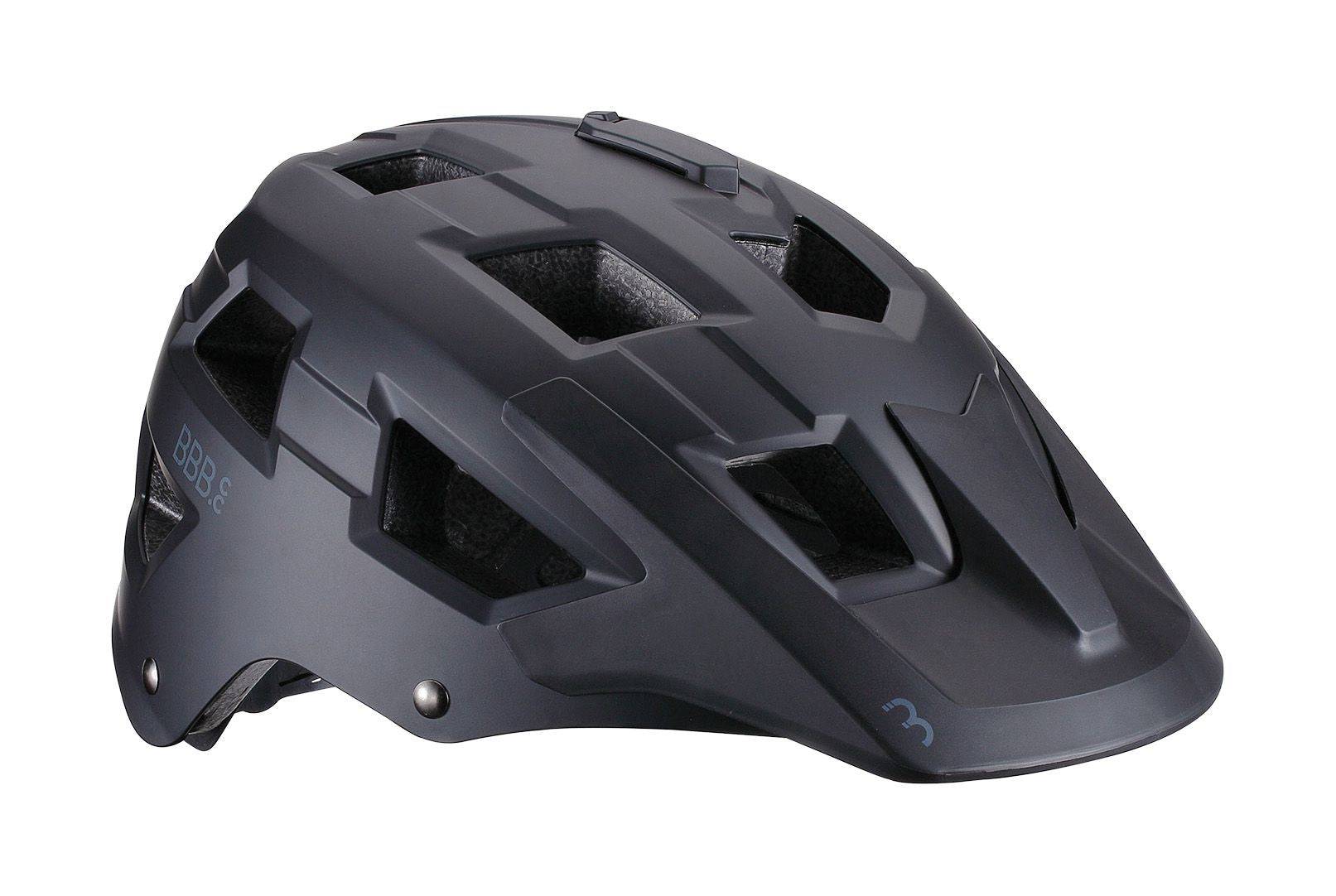 BBB Nanga 21 MTB helmet with fixed visor and camera mount, designed for mountain biking safety and performance.