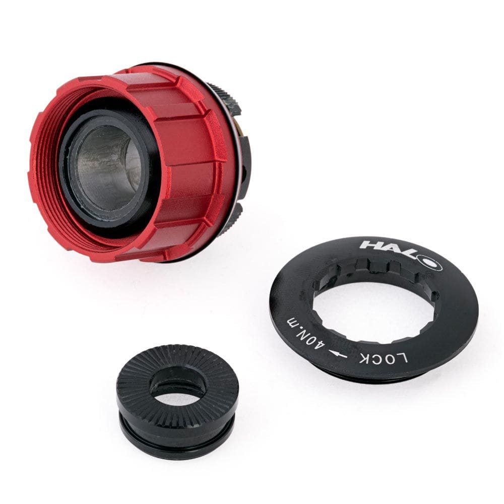 Halo MXR Supadrive cassette body hub spare part for bicycle rear hub maintenance, showing the component's detailed metal structure