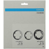 Shimano GRX FC-RX610-2 12-speed gravel bike double chainring with 46-30T teeth, shown on a bike component.