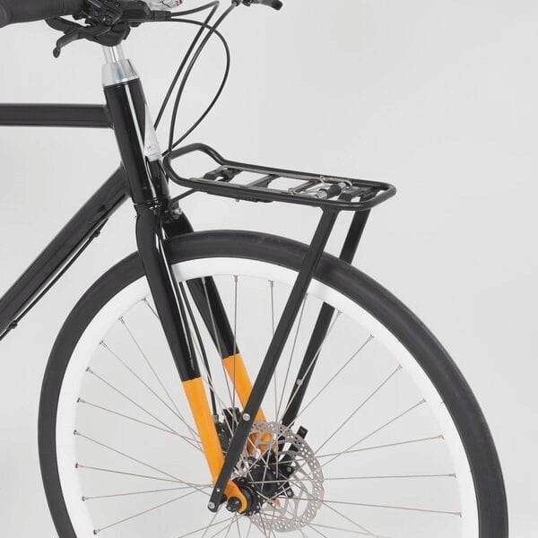 M Part Tour AVS front pannier rack in black, adjustable bike rack with AVS system for easy attachment and secure carrying.