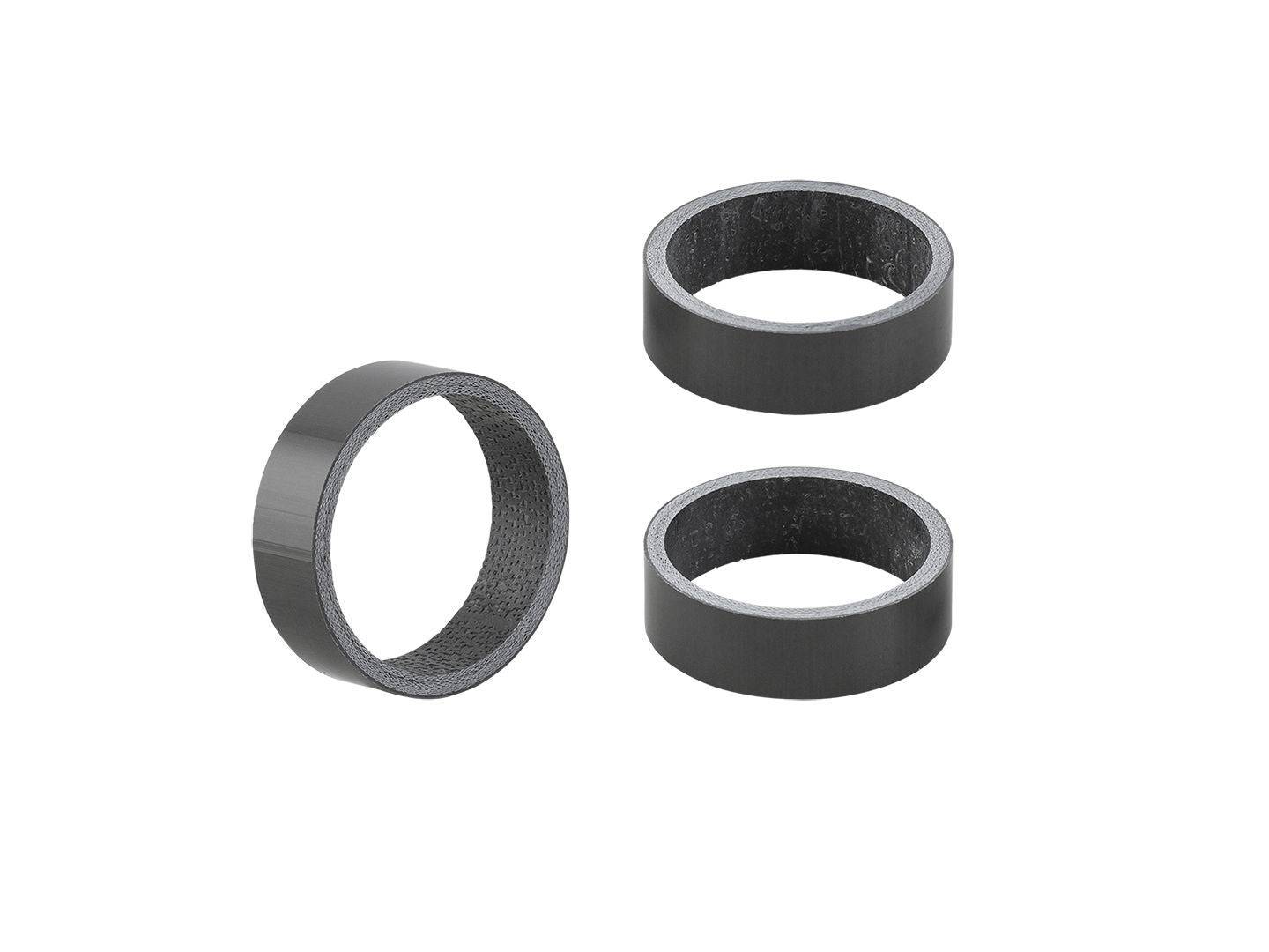 Bontrager Carbon Headset Spacers, 10mm x 28.6mm, three-pack, designed for 1-1/8" bike steering tubes.