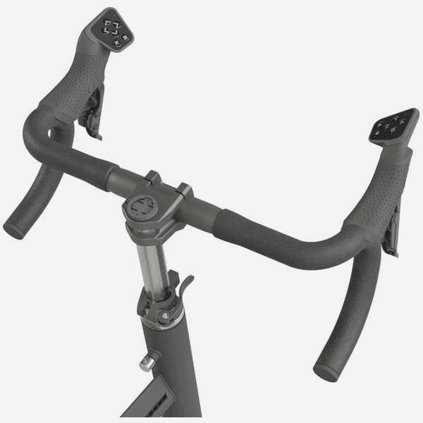 Elite Square Smart Frame accessory for direct drive trainers with adjustable fit and virtual shifters, shown on a trainer setup.