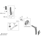 Shimano Spares FC-M9200 left hand crank arm for road bikes with protective sticker, bicycle component.
