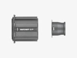 Bontrager Ratchet EXP Campagnolo N3W freehub in black attached to a bicycle hub, 142mm OLD, compatible with cassette components