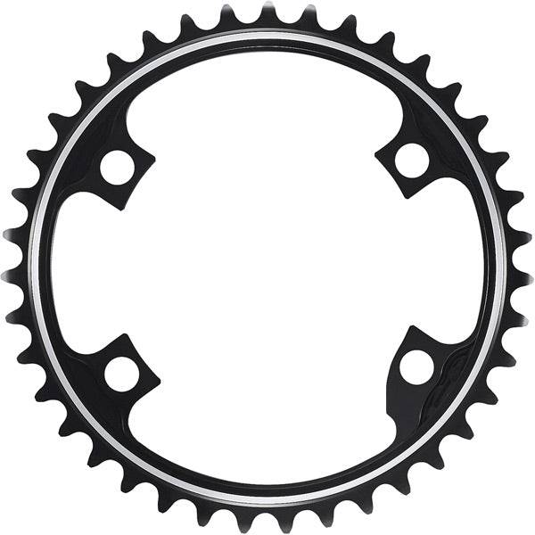 Shimano Dura-Ace FC-R9100 39T inner chainring for 11-speed 53/39T crankset, showcasing the black alloy component with teeth.