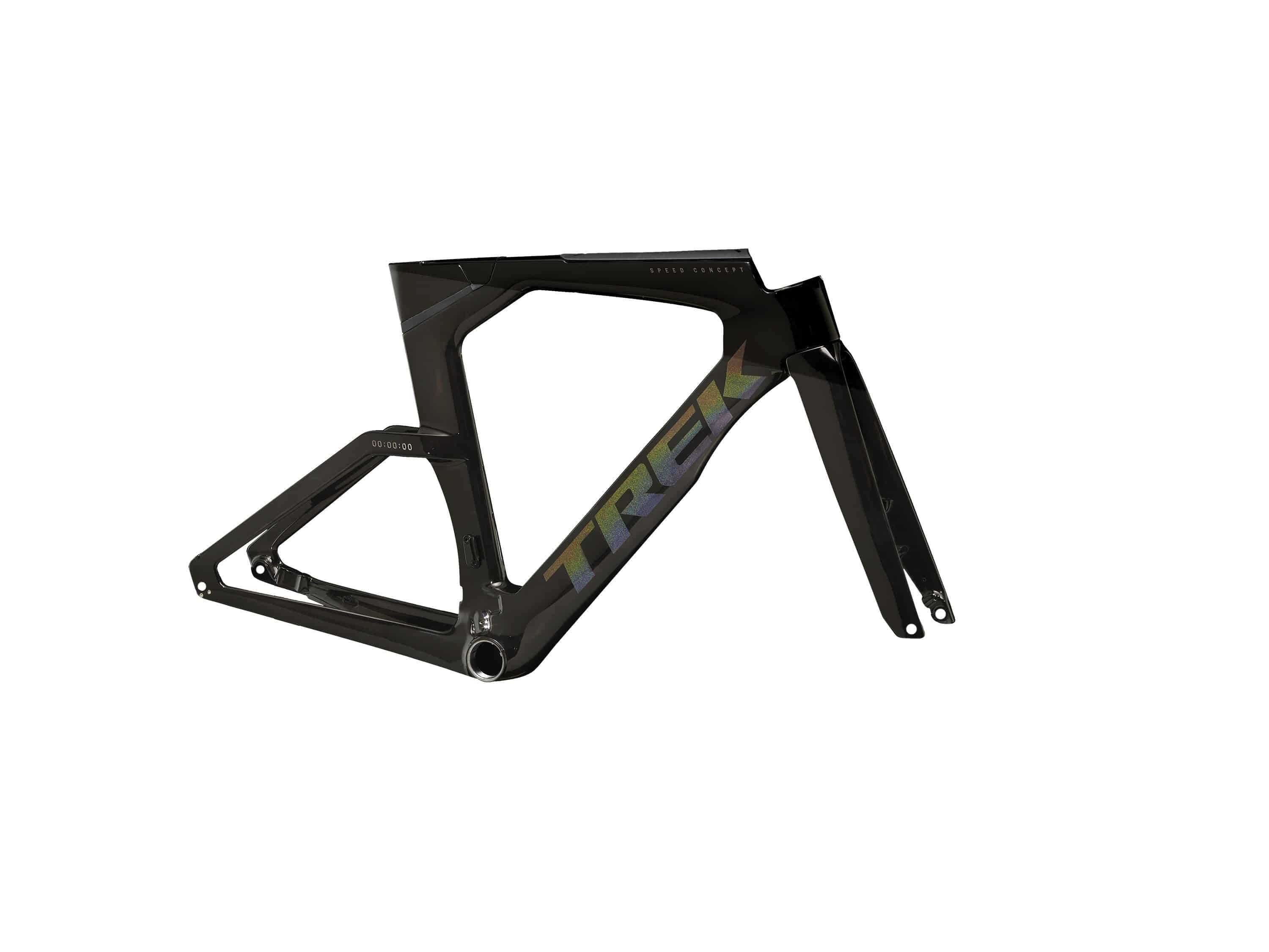 Trek Speed Concept SLR road frameset with IsoSpeed suspension and integrated hydration storage for aerodynamic cycling.