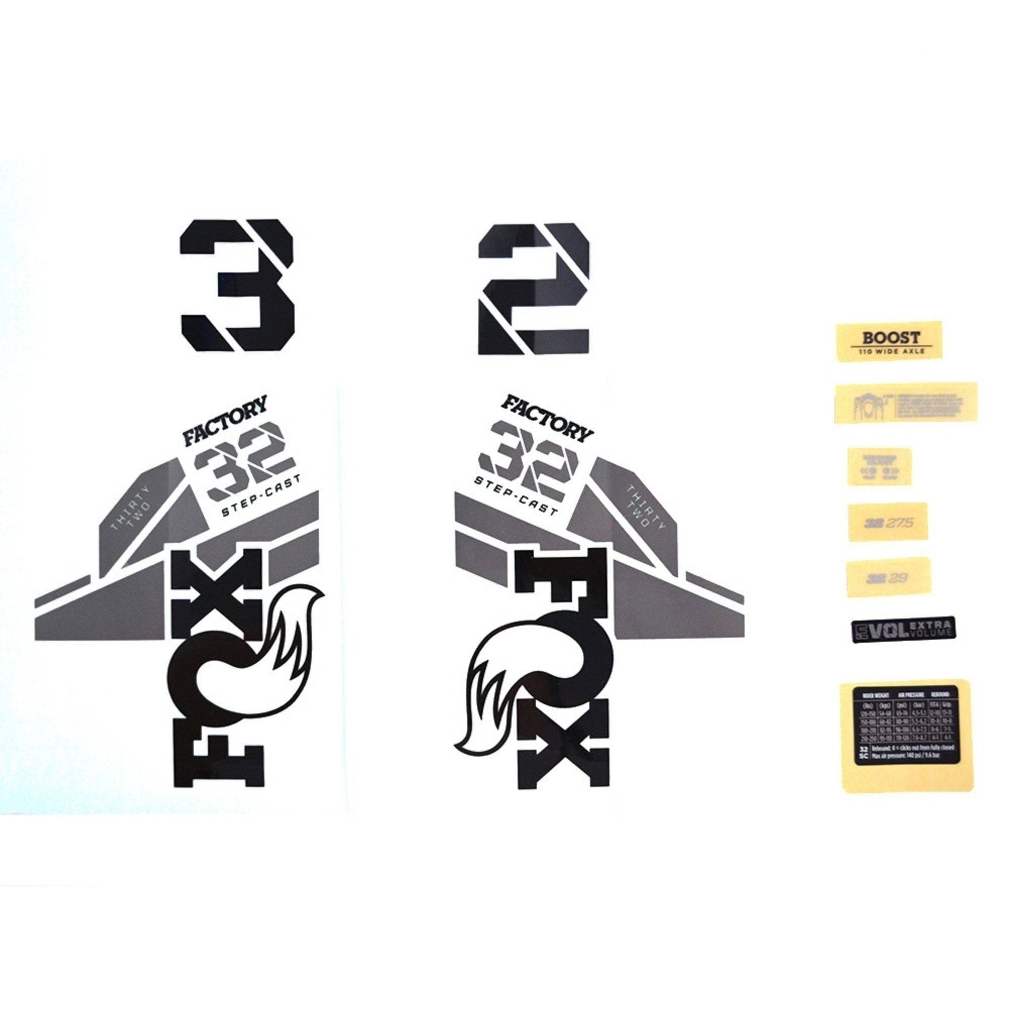 Fox Fork 32 Decal Kit: Sc F-S Black Logo Shiny Orange 2021 Spares & Accesories | Swinnerton Cycles