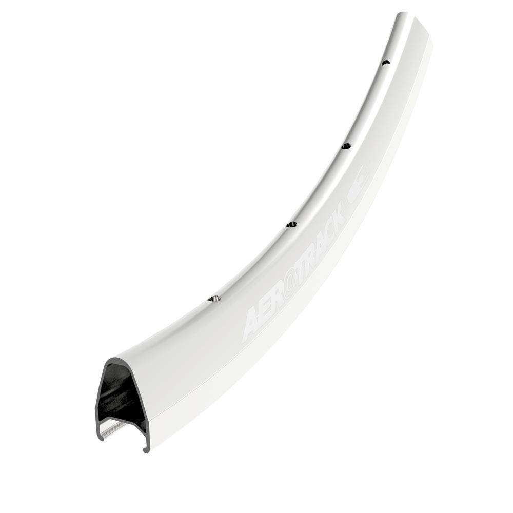 Silver Halo Aerotrack 27mm Aero rim for 700c road and track bikes with 32 spokes, designed for aerodynamic performance.