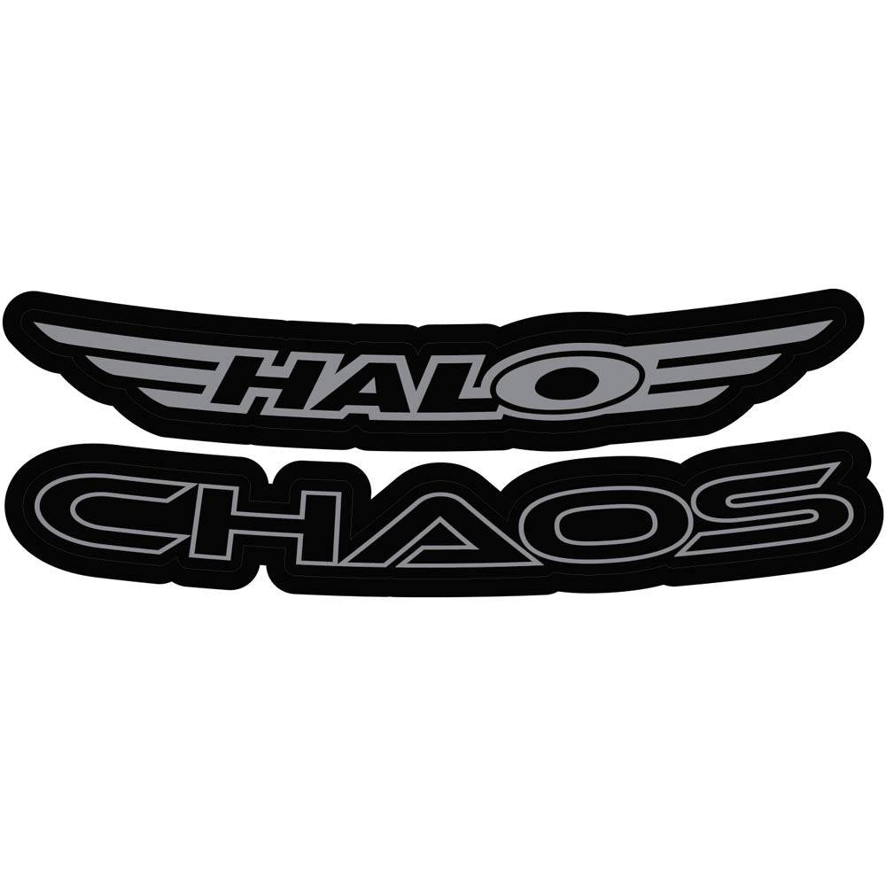 Gray Halo Chaos Rim Decals for Halo Chaos wheels, vibrant custom stickers designed for vehicle rim customization.