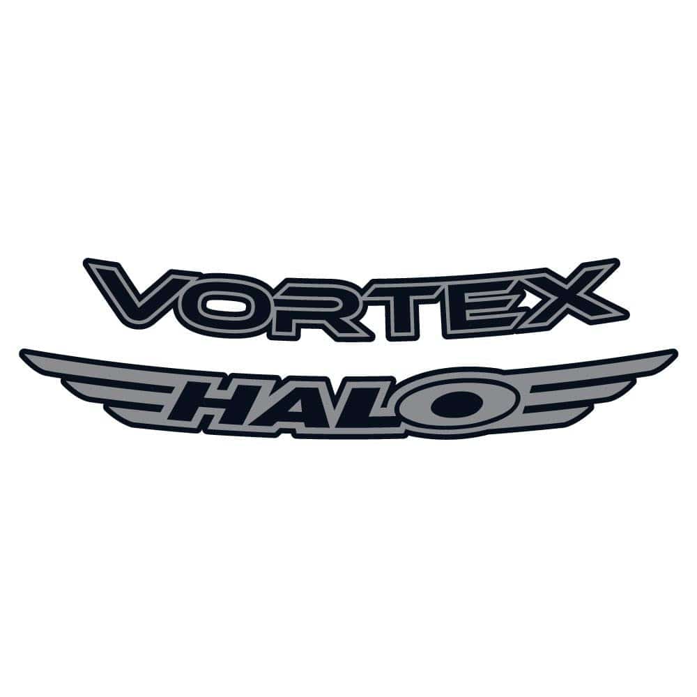Grey Halo Vortex rim decals for 27.5" and 29" bike wheels, 24-pack of stylish rim stickers for bike components.
