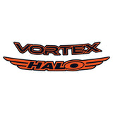 Orange Halo Vortex rim decals for 27.5 and 29-inch bike wheels, 24-pack of vibrant bike rim stickers.