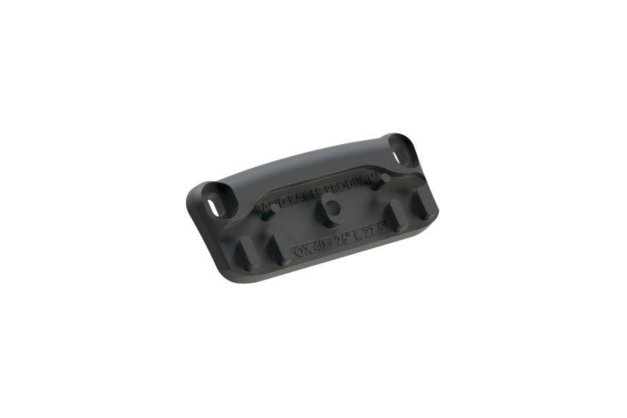 RRP Rapid Racer ProGuard Bolt-On Adapter Kit in black for pre-2021 Fox 40 forks, shown installed on mountain bike suspension.