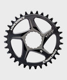 Race Face Direct Mount chainring for Shimano 12-speed with CINCH system interface, black component for mountain bike drivetrain.