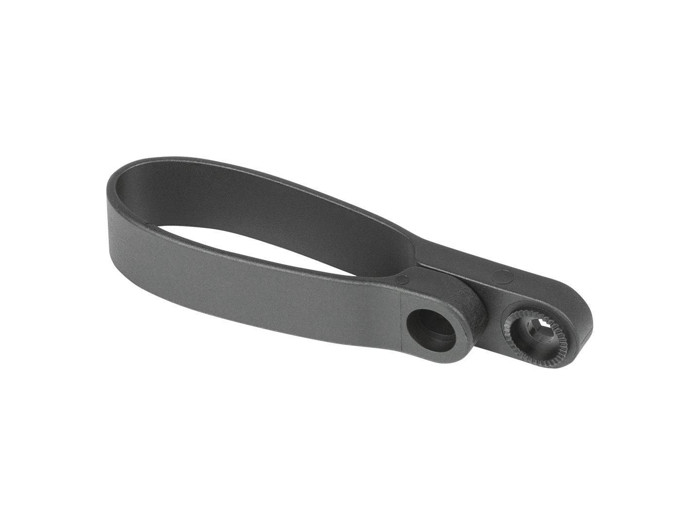 Black Trek Madone Gen 7 rear reflector mount for bike components, securely attaches to the bike frame for safety and visibility.