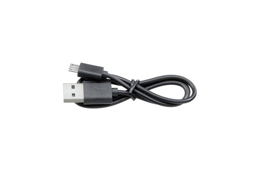 Black Topeak Micro USB charging cable for mobile PowerPack and USB devices, 50cm length, with connectors visible.
