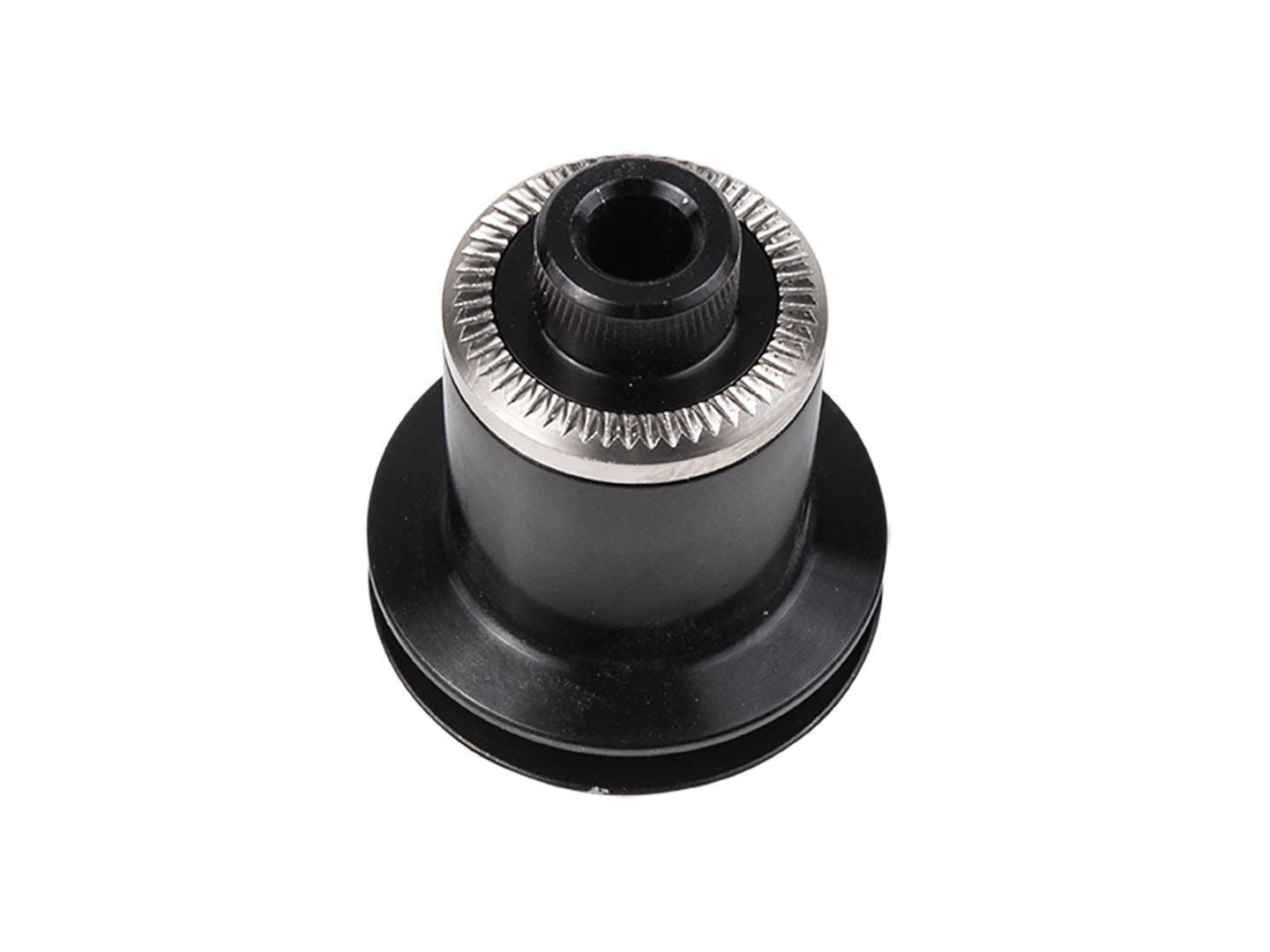 Bontrager DT240 5mm knurled non-drive rear axle end cap in black on 135mm OLD hub for bicycle components