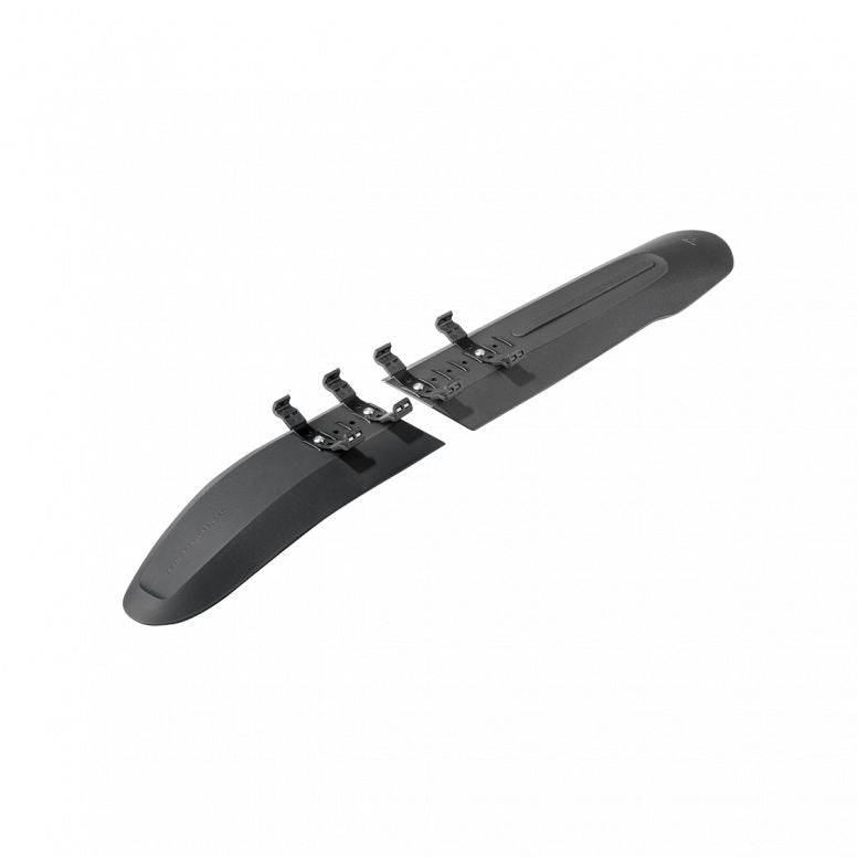Topeak Tetrarack Fender M2 black MTB rear fender with adjustable mounting clips for mountain bike accessories.