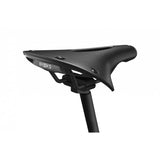 Brooks C19 Cambium Carved all-weather bike saddle in black with 184mm steel rails, designed for comfortable cycling.