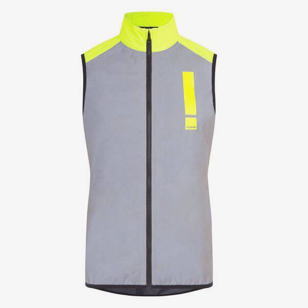 HUMP Men's Ultra Reflective Waterproof Cycling Gilet vest with high visibility, packable design, ideal for riding in low light conditions.