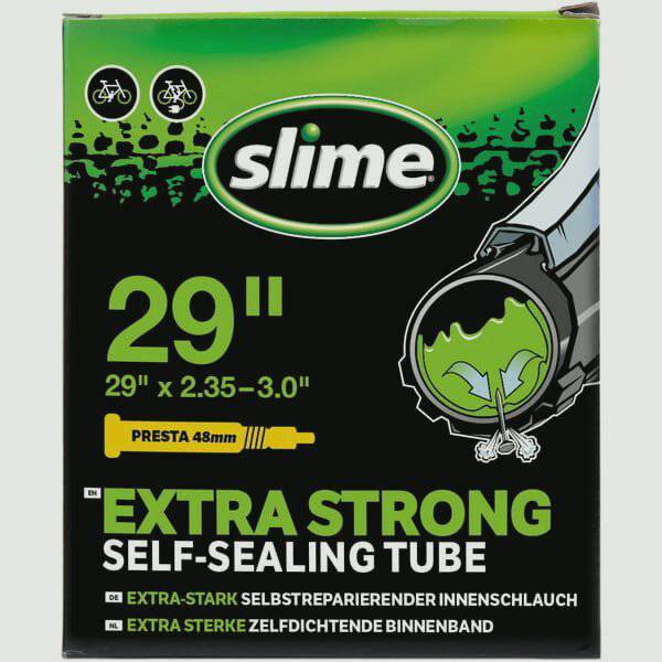 Slime Smart Tube mountain bike inner tube with Presta valve, 29x2.35-3.0 inches, including sealant for puncture protection.