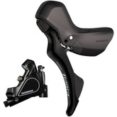 Shimano Tiagra ST-R4020 11-speed hydraulic flat mount caliper and STI lever set for road bike braking and shifting system.