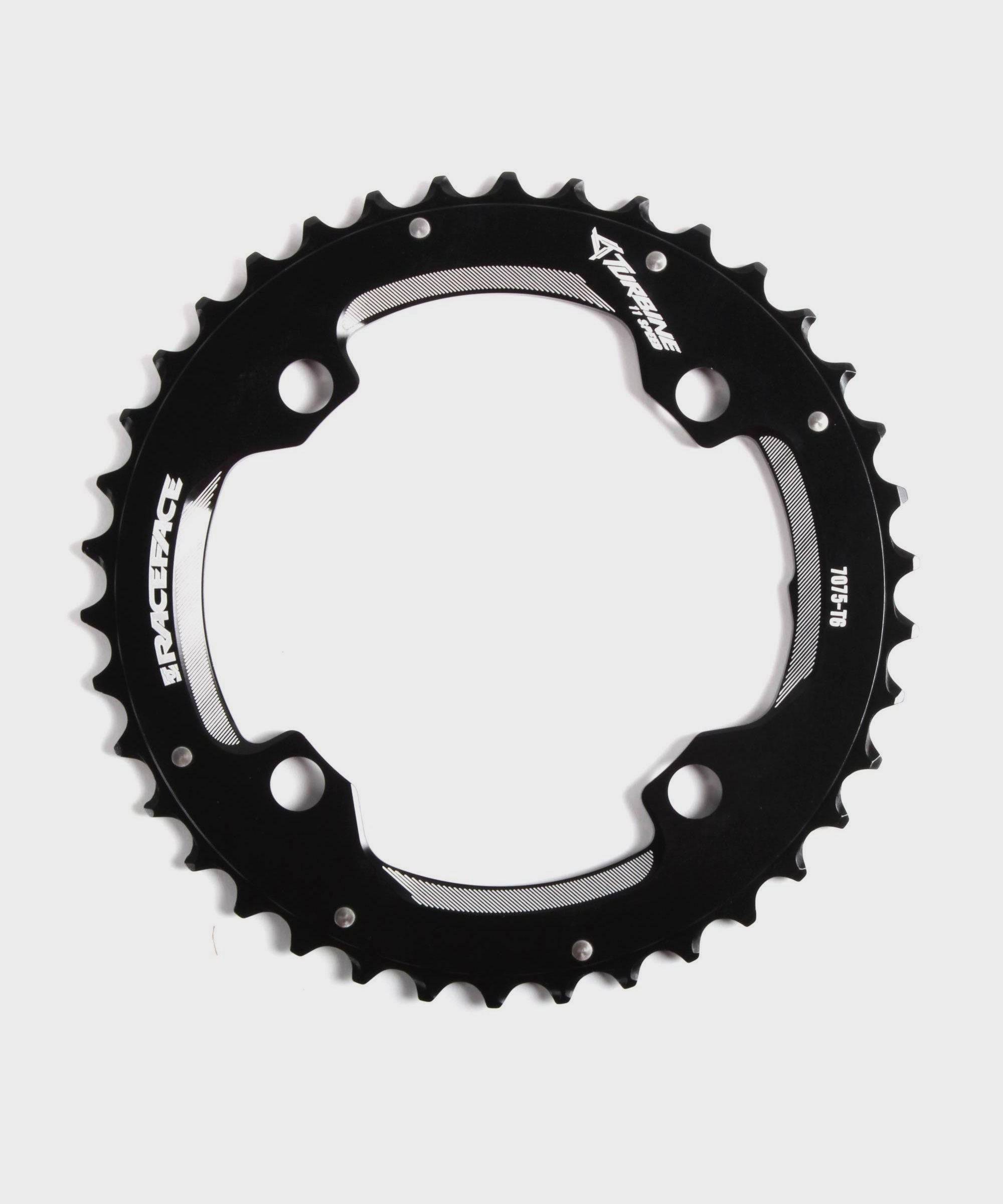 Race Face Turbine 11-speed mountain bike chainring for XC bikes, black, 104/64 BCD, durable component for smooth shifting.