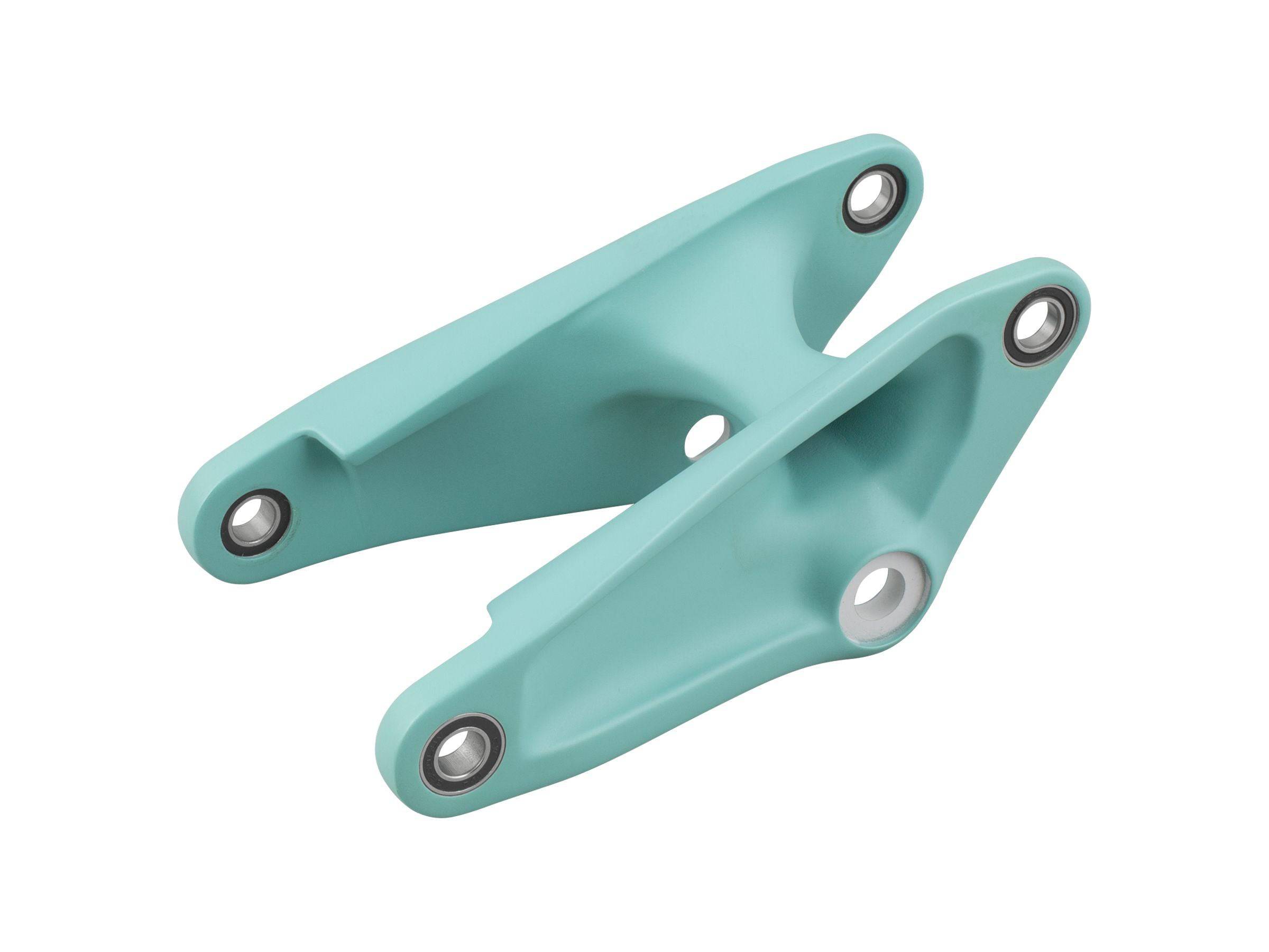 Trek 2020 Rail 29 Rocker Links frame components with glossy finish, designed for suspension system upgrade or repair.
