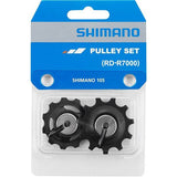 Shimano 105 RD-R7000 rear derailleur tension and guide pulley set for bike component replacement.