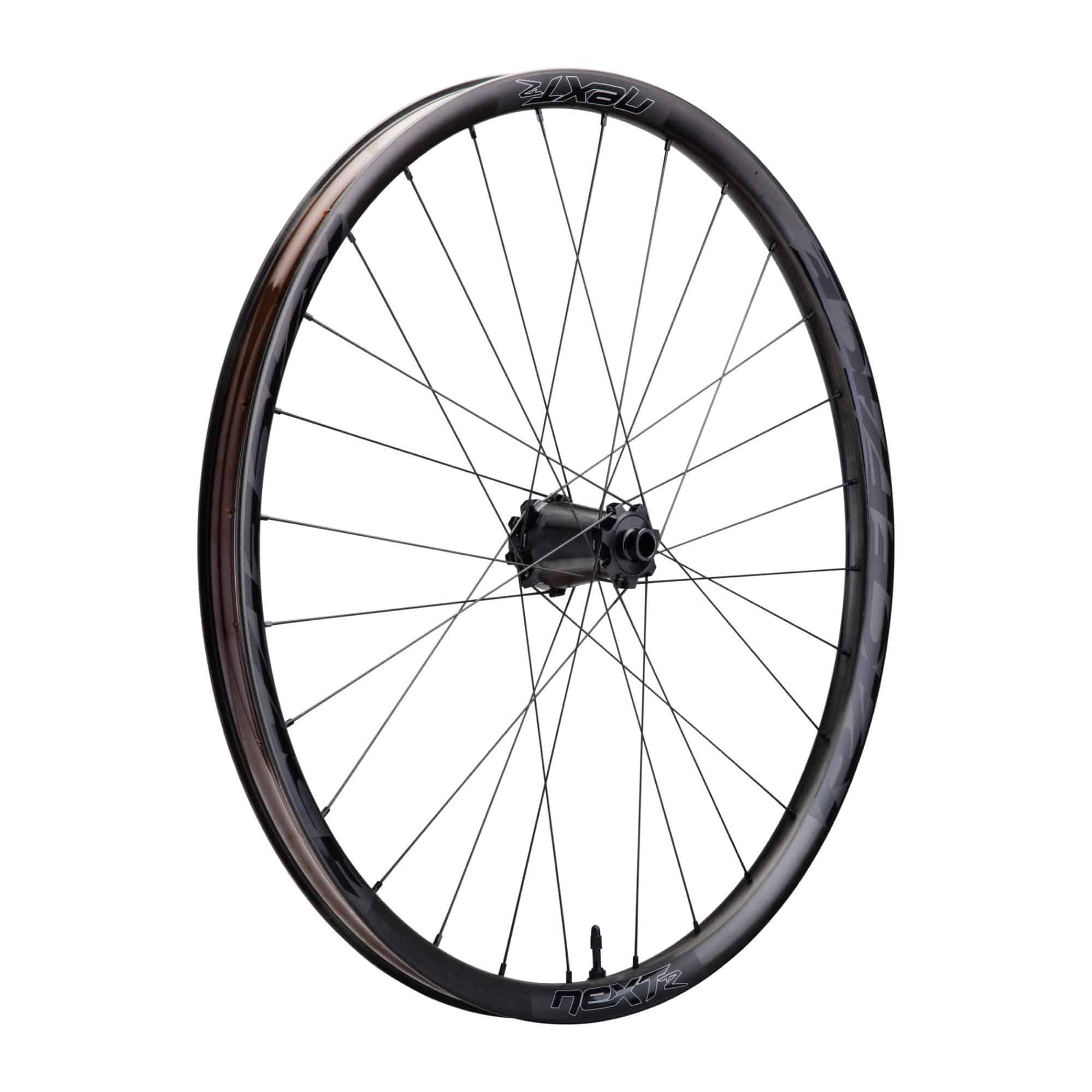 Race Face Next R 36mm Carbon MTB wheels with tubeless-ready rims and boost axle, designed for mountain biking components.