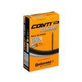 Black Continental Race Tube 700x20-25C with Presta valve, 80mm length, designed for road bikes, component for bicycle tires.