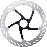 Shimano RT-CL700 Ice Tech center lock rotor with external lockring for bicycle braking, showing detailed metal construction and braking surface.