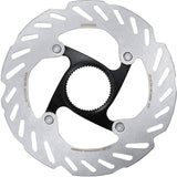 Shimano RT-CL700 Ice Tech Centerlock rotor with internal lockring for bike braking systems, showing the rotor's detailed surface.