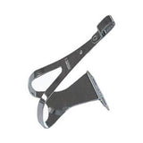 MKS steel toe clips for road and touring bike pedals, spare components with metal construction and adjustable straps.