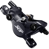 Shimano Deore XT BR-M8100 hydraulic disc brake caliper for front or rear post mount mountain bike, black and silver finish