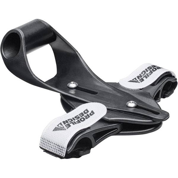 Profile Design Aero HC bracket with integrated computer mount for aerobars, showcased with mounted cycling computer on handlebar.