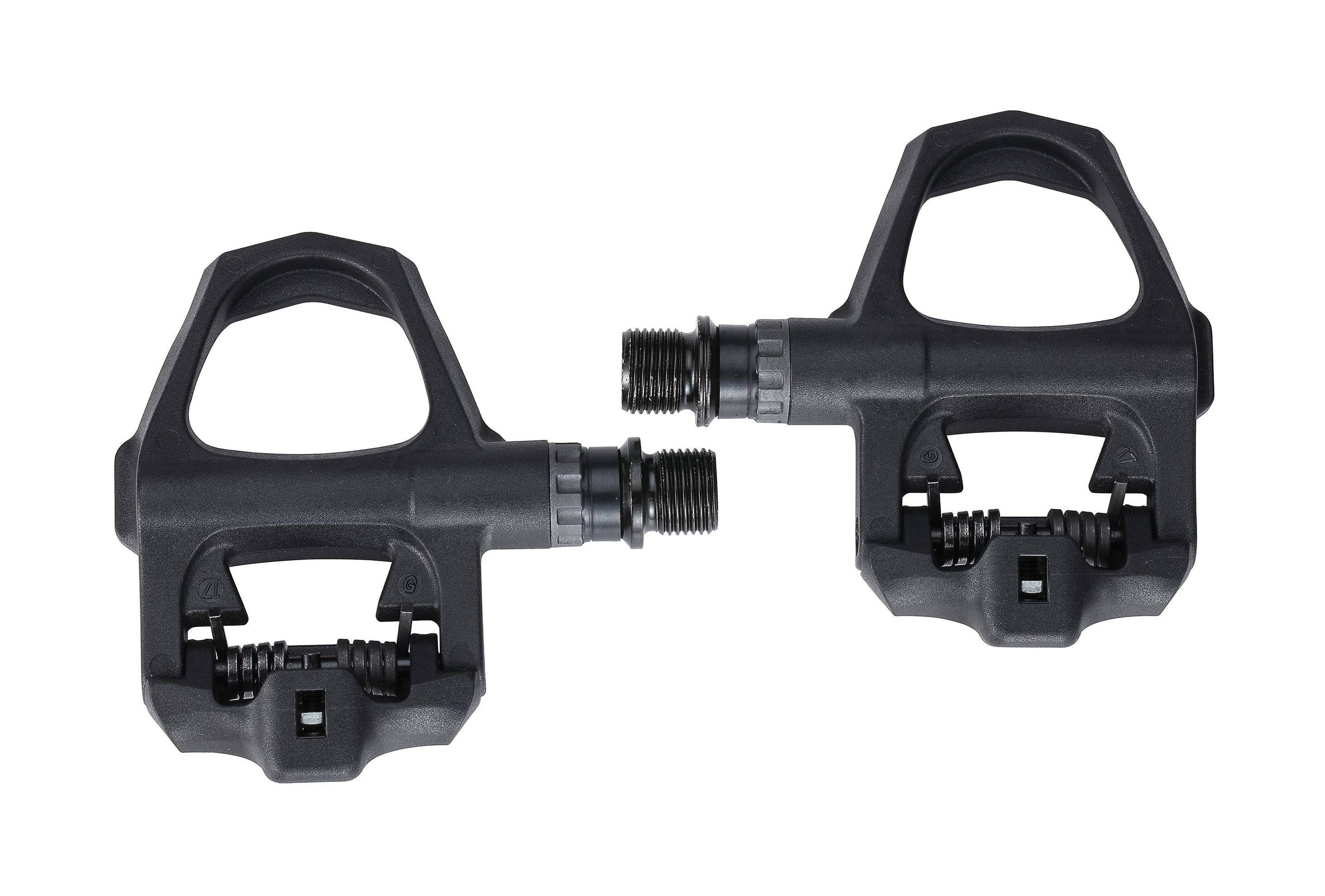 BBB BPD-51 Rebel clipless pedals in matte black with adjustable tension and included cleats, designed for bike components.