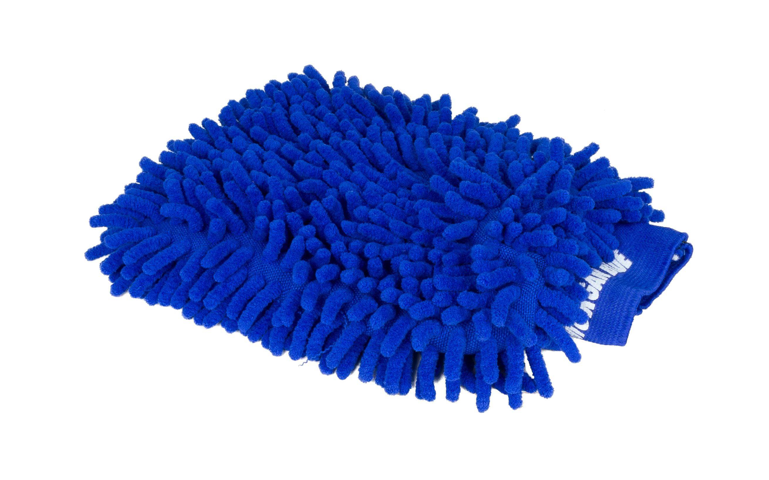 Morgan Blue dual-sided microfiber glove for bike cleaning, designed for workshop use with soft, lint-free material.