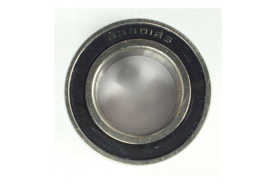 Enduro Bearings 63801 2RS sealed bearing for cycling hubs, showing a close-up of the 12x21x7mm components.