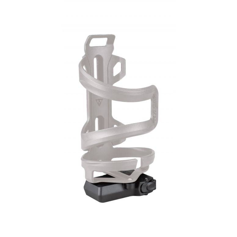 Topeak Dualside Cage Pro bike bottle cage with toolbox, black, reversible design, mounted on bike frame.