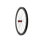 Hope RX40 Carbon Gravel Wheelset 700C front wheel with red rim, centerlock disc hub, tubeless ready, 24H Pro 5 spokes.