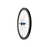 Hope RX40 Carbon Gravel Rear Wheel with blue rim, tubeless-ready hub, 24H Pro 5 Centerlock, S-Pull brake compatibility.