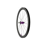 Hope RX40 Carbon Gravel Rear Wheel with purple rim, tubeless-ready hub, 24H durability, and Pro 5 Centrelock S-Pull braking system.