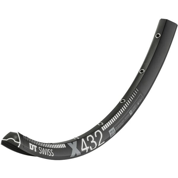 DT Swiss X 432 cross-country MTB rim with Presta-drilled holes, sleeve-joined design for 27.5 and 29-inch mountain biking.