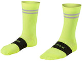 Trek Race Reflective Crew Cycling Socks with compression, eco-friendly yarn, featuring reflective details for visibility during rides.