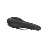 Selle Royal Explora Black athletic bike saddle with Royalgel® comfort and ICS system, featuring ergonomic design and padding.
