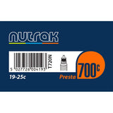 Nutrak 700x19-25C Presta valve inner tube for road bikes with 39mm valve, suitable for bike components and repairs.
