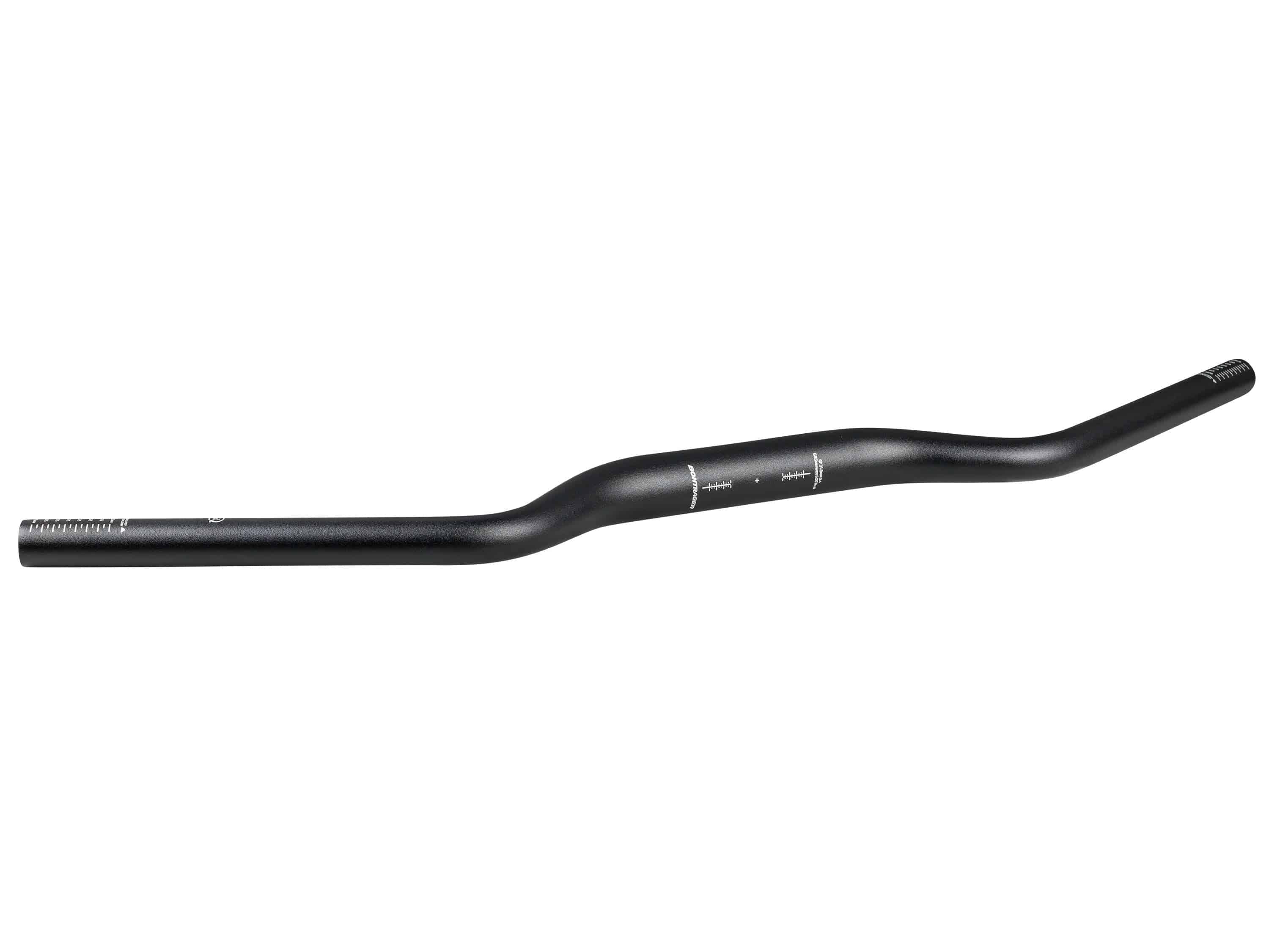 Bontrager Crivitz commuter handlebar in black, 690mm wide with 25-degree backsweep, designed for MTB bikes.